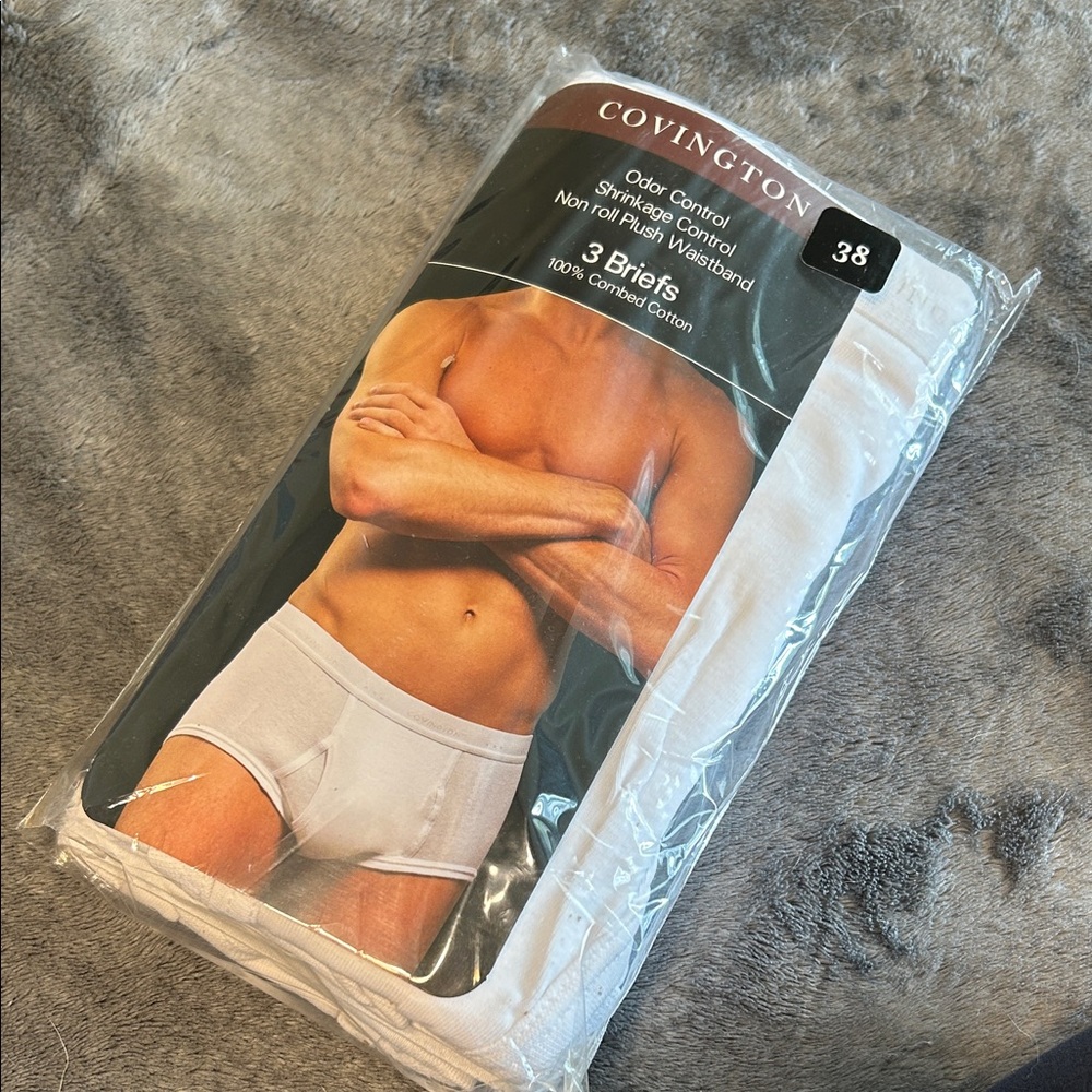 Covington Men's White Briefs - 3 Pack size 38 new